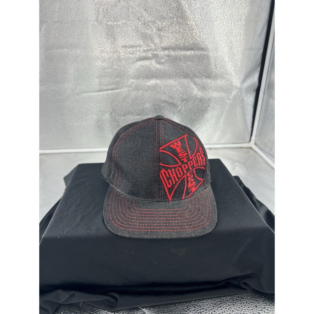 West Coast Choppers Jessie James Denim Trucker Cap Black Red Snap Back